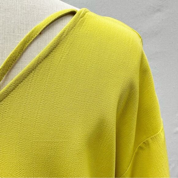 Eileen Fisher Drop Waist Shift Dress Back Tie Lagenlook in Yarrow Citron Size XS - Picture 7 of 16